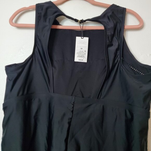 WOMEN’S HIGH NECK MEDIUM COVERAGE ONE PIECE SWIMSUIT SHADE & SHORE BLACK 20 - Picture 9 of 13